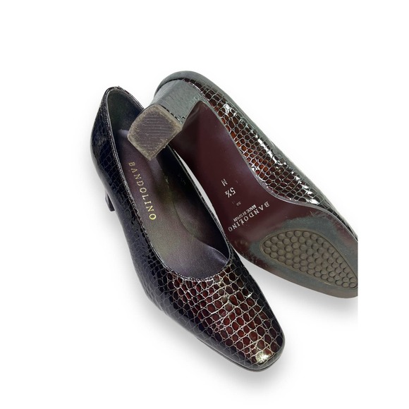 Bandolino Snake Embossed Dark Brown Pumps Heels | Sz 5.5 | Made in Spain - Picture 10 of 13